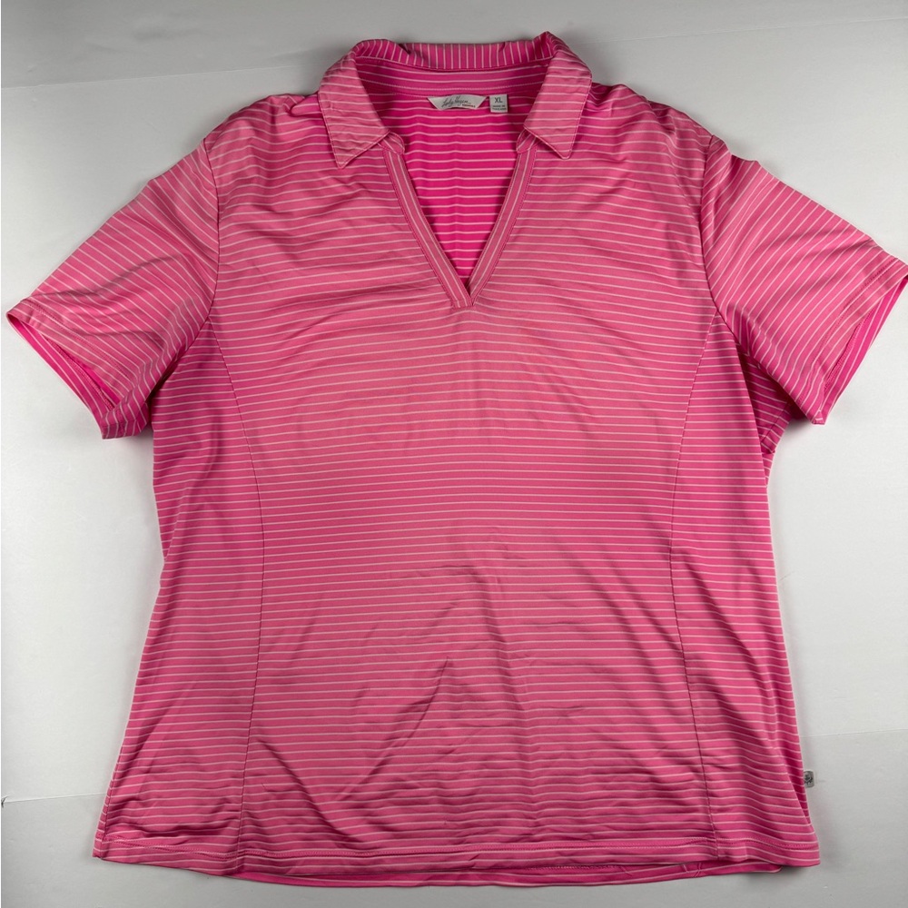 Lady Hagen Pink Striped Short-Sleeve golf polo size XL